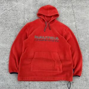Vintage Fleece Nautica Skate Embroidered Grunge Orange Hoodie XL